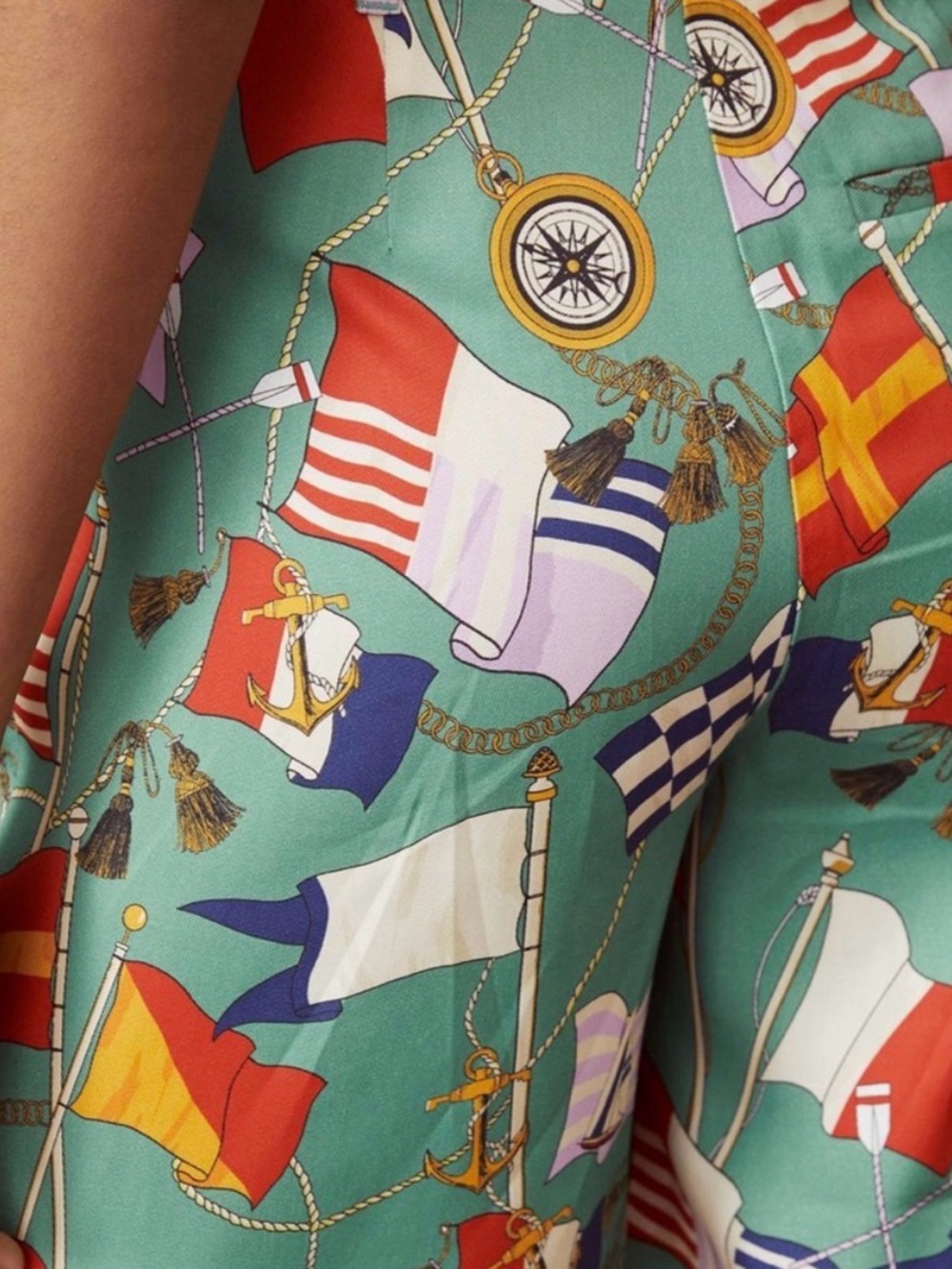 Anthropologie Green Nautical Flag Print Bermuda Shorts - Picture 2 of 9